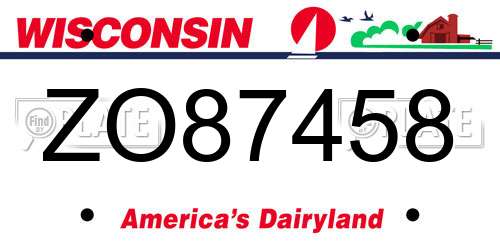 ZO87458 Wisconsin License Plate