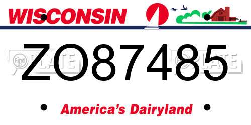 ZO87485 Wisconsin License Plate