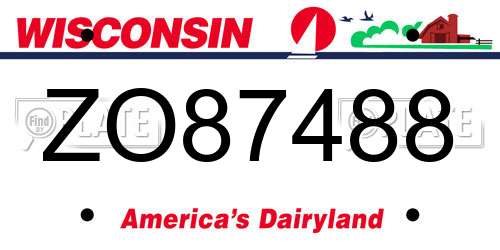 ZO87488 Wisconsin License Plate