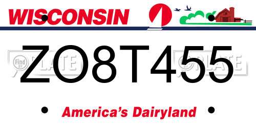 ZO8T455 Wisconsin License Plate