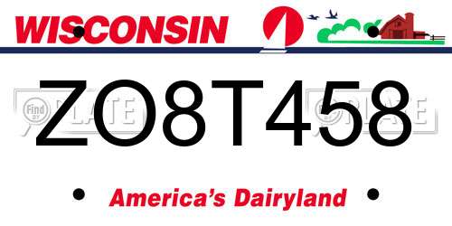 ZO8T458 Wisconsin License Plate