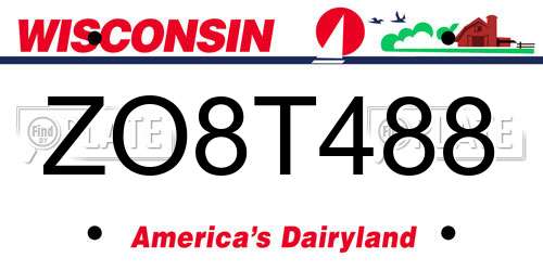 ZO8T488 Wisconsin License Plate