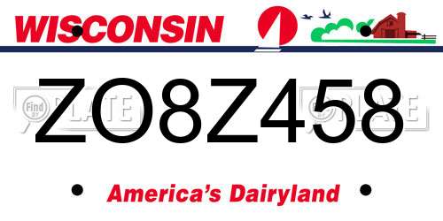ZO8Z458 Wisconsin License Plate