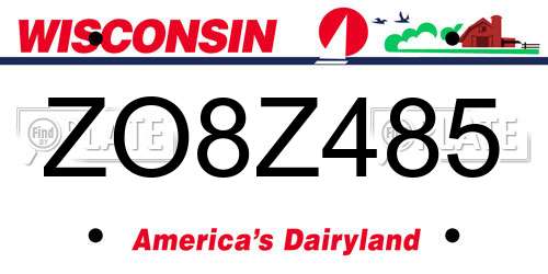 ZO8Z485 Wisconsin License Plate