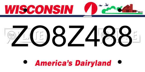 ZO8Z488 Wisconsin License Plate