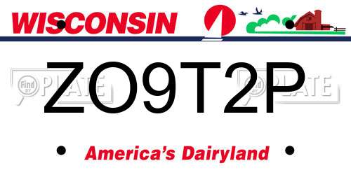 ZO9T2P Wisconsin License Plate