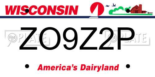 ZO9Z2P Wisconsin License Plate