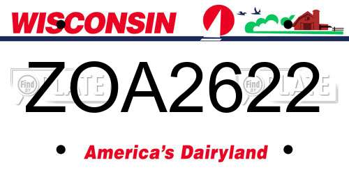 ZOA2622 Wisconsin License Plate