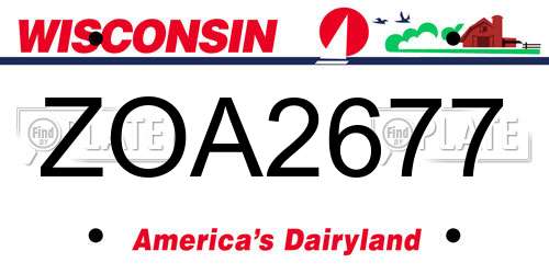 ZOA2677 Wisconsin License Plate