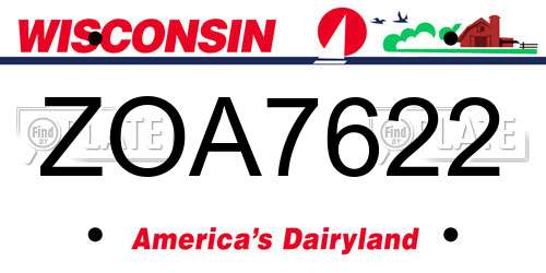 ZOA7622 Wisconsin License Plate