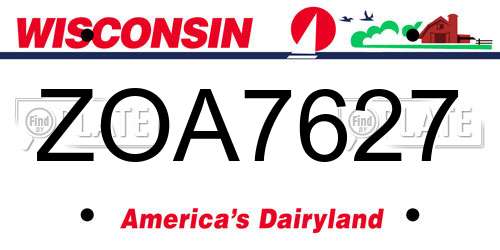 ZOA7627 Wisconsin License Plate