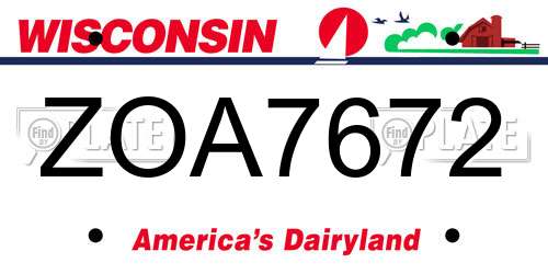 ZOA7672 Wisconsin License Plate