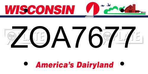ZOA7677 Wisconsin License Plate