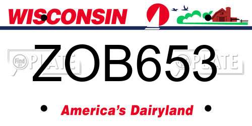 ZOB653 Wisconsin License Plate