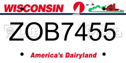 ZOB7455 Wisconsin License Plate