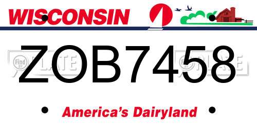 ZOB7458 Wisconsin License Plate