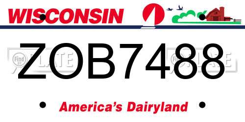 ZOB7488 Wisconsin License Plate