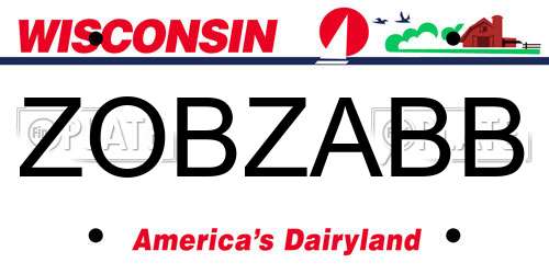 ZOBZABB Wisconsin License Plate