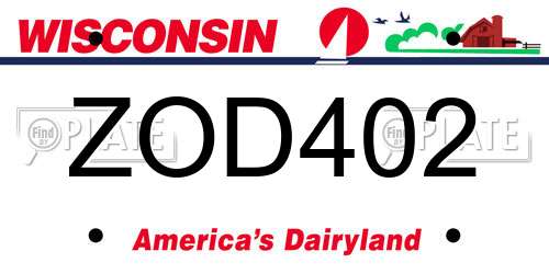 ZOD402 Wisconsin License Plate