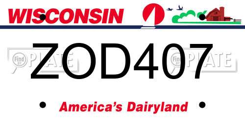 ZOD407 Wisconsin License Plate