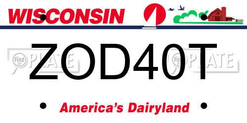 ZOD40T Wisconsin License Plate