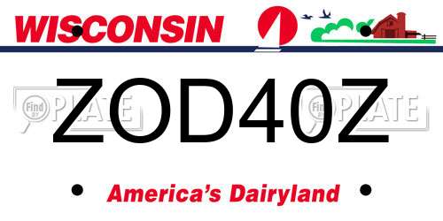 ZOD40Z Wisconsin License Plate
