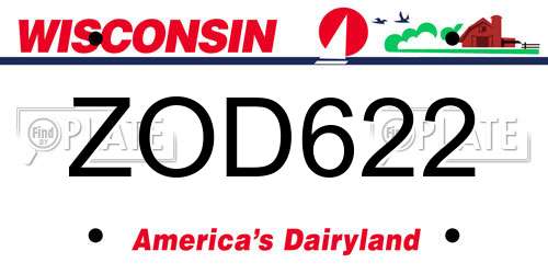 ZOD622 Wisconsin License Plate