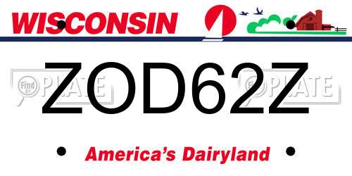 ZOD62Z Wisconsin License Plate