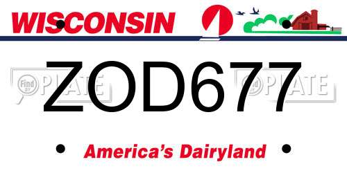 ZOD677 Wisconsin License Plate