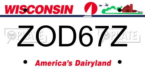 ZOD67Z Wisconsin License Plate