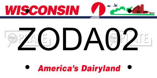 ZODA02 Wisconsin License Plate