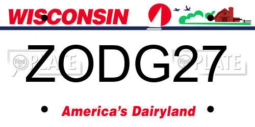ZODG27 Wisconsin License Plate