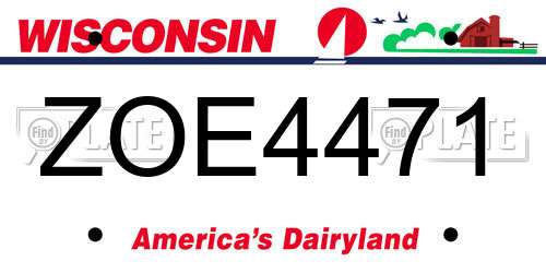 ZOE4471 Wisconsin License Plate