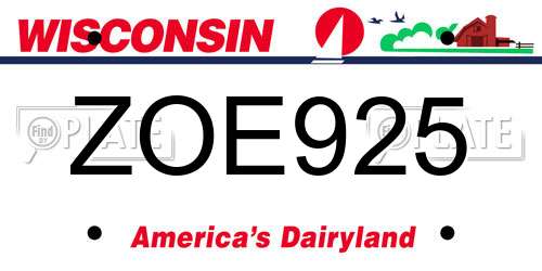 ZOE925 Wisconsin License Plate