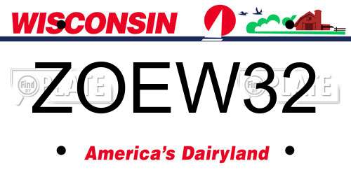 ZOEW32 Wisconsin License Plate
