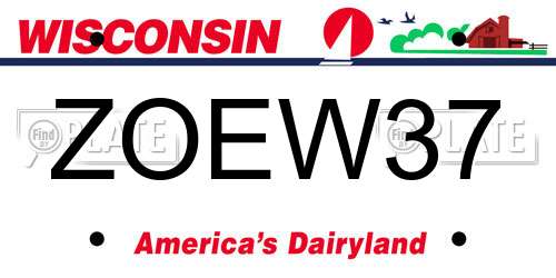ZOEW37 Wisconsin License Plate