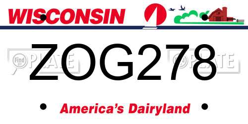 ZOG278 Wisconsin License Plate