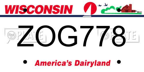 ZOG778 Wisconsin License Plate