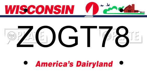 ZOGT78 Wisconsin License Plate