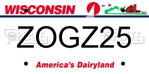 ZOGZ25 Wisconsin License Plate