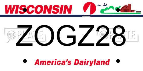 ZOGZ28 Wisconsin License Plate