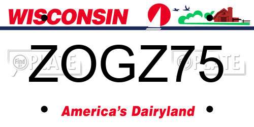 ZOGZ75 Wisconsin License Plate
