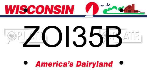 ZOI35B Wisconsin License Plate