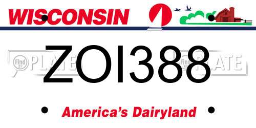 ZOI388 Wisconsin License Plate