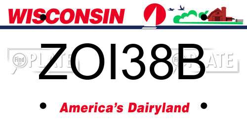 ZOI38B Wisconsin License Plate