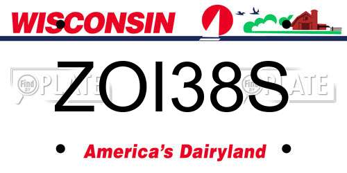 ZOI38S Wisconsin License Plate