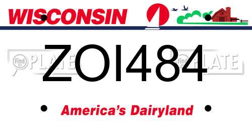 ZOI484 Wisconsin License Plate