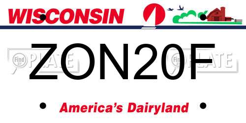 ZON20F Wisconsin License Plate