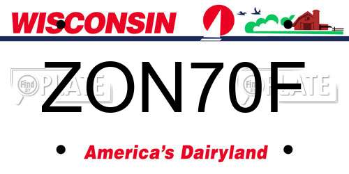 ZON70F Wisconsin License Plate