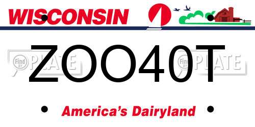 ZOO40T Wisconsin License Plate